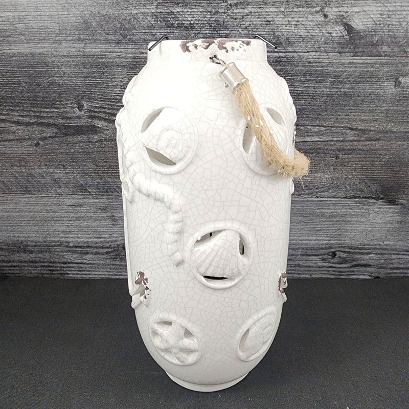 Load image into Gallery viewer, Nautical Maritime Lantern White Tea light Candle Holder Weathered Look Lamp