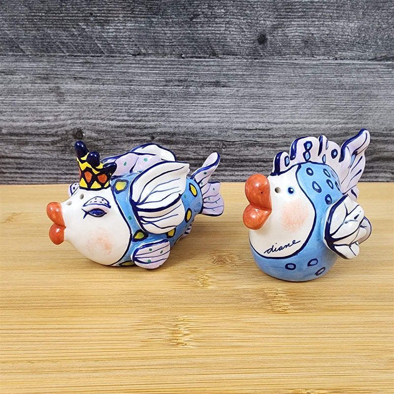 Load image into Gallery viewer, Flower Fairy Fish Salt Pepper Set Ceramic Collectible by Blue Sky
