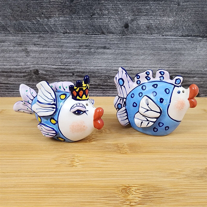 Load image into Gallery viewer, Flower Fairy Fish Salt Pepper Set Ceramic Collectible by Blue Sky