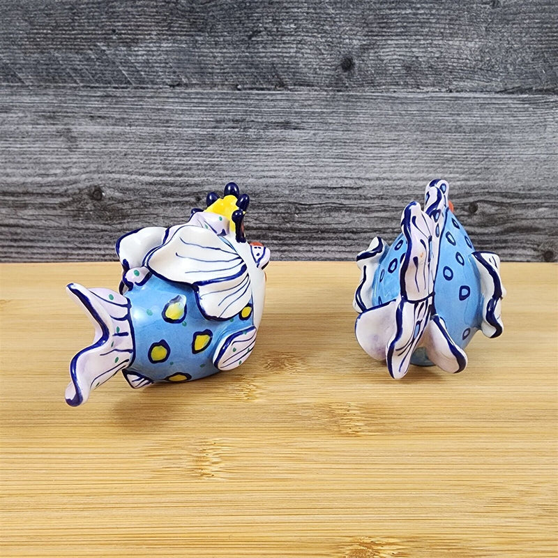 Load image into Gallery viewer, Flower Fairy Fish Salt Pepper Set Ceramic Collectible by Blue Sky