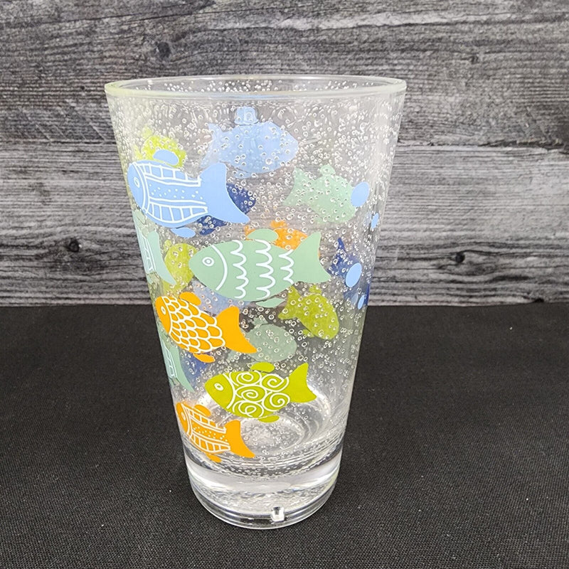 Load image into Gallery viewer, Vintage Fish Glass Tumbler Retro Bubbles Design Melamine Set of 2 Drinkware
