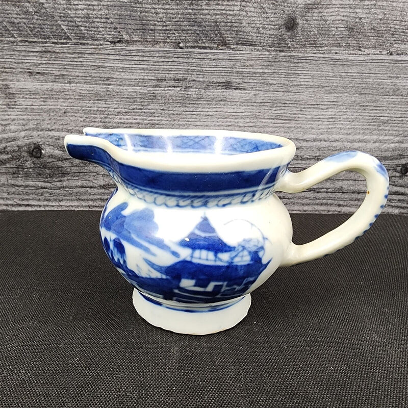 Load image into Gallery viewer, Snout-Nosed Creamer 3” By Canton Antique Chinese Export Blue White Porcelain