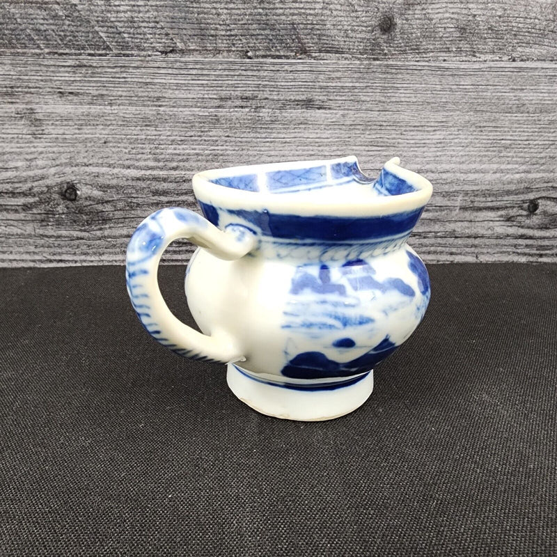 Load image into Gallery viewer, Snout-Nosed Creamer 3” By Canton Antique Chinese Export Blue White Porcelain
