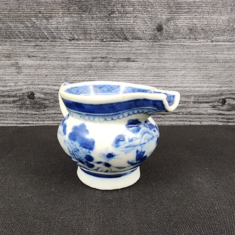 Load image into Gallery viewer, Snout-Nosed Creamer 3” By Canton Antique Chinese Export Blue White Porcelain