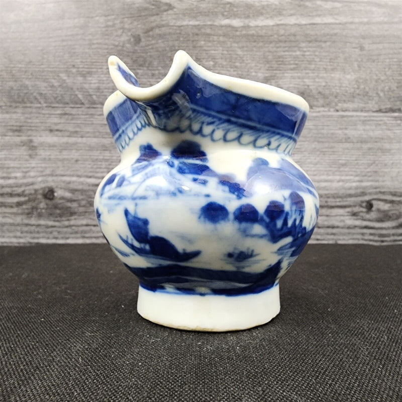 Load image into Gallery viewer, Snout-Nosed Creamer 3” By Canton Antique Chinese Export Blue White Porcelain