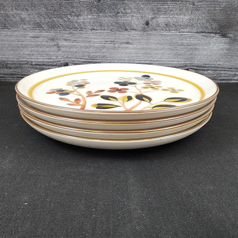 Load image into Gallery viewer, Noritake October Fest Set of 4 Dinner Plate Stoneware Brown Blue Yellow Floral