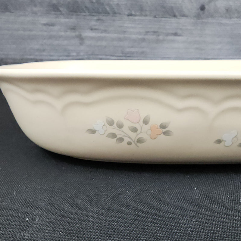 Load image into Gallery viewer, Pfaltzgraff Remembrance Rectangle Casserole Baker Peach White Flowers Stoneware