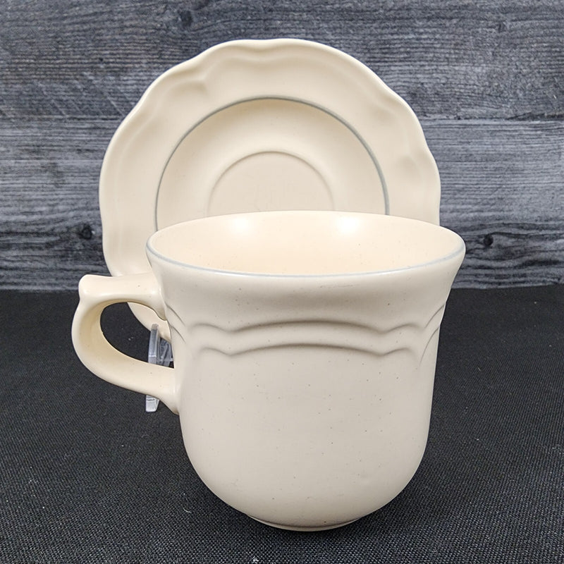 Load image into Gallery viewer, Pfaltzgraff Remembrance 3 Tea Cup Saucer Pink Peach White Flowers Stoneware Mug