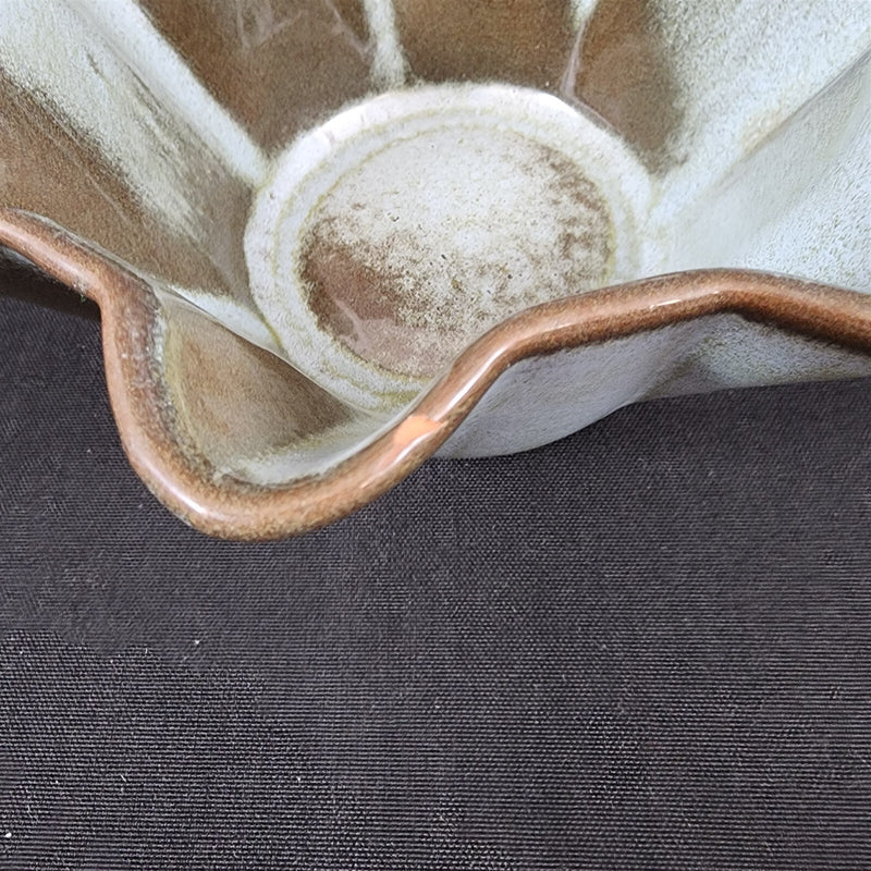 Load image into Gallery viewer, Frankoma Plainsman Woodland Moss Pottery Bowl Blue Brown Green Fluted Planter