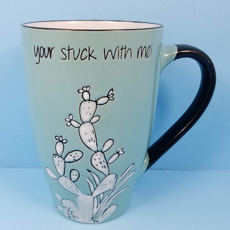 Load image into Gallery viewer, Sanora Cactus Sayings Coffee Mug Cup by Blue Sky Ceramic 21oz U Pick the Saying