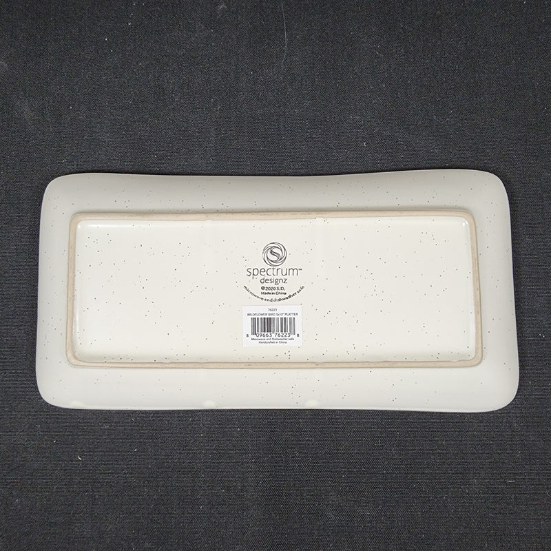 Load image into Gallery viewer, Flowers and Yellow Bird Serving Plate 10" Platter Blue Sky Tray Ceramic Embossed