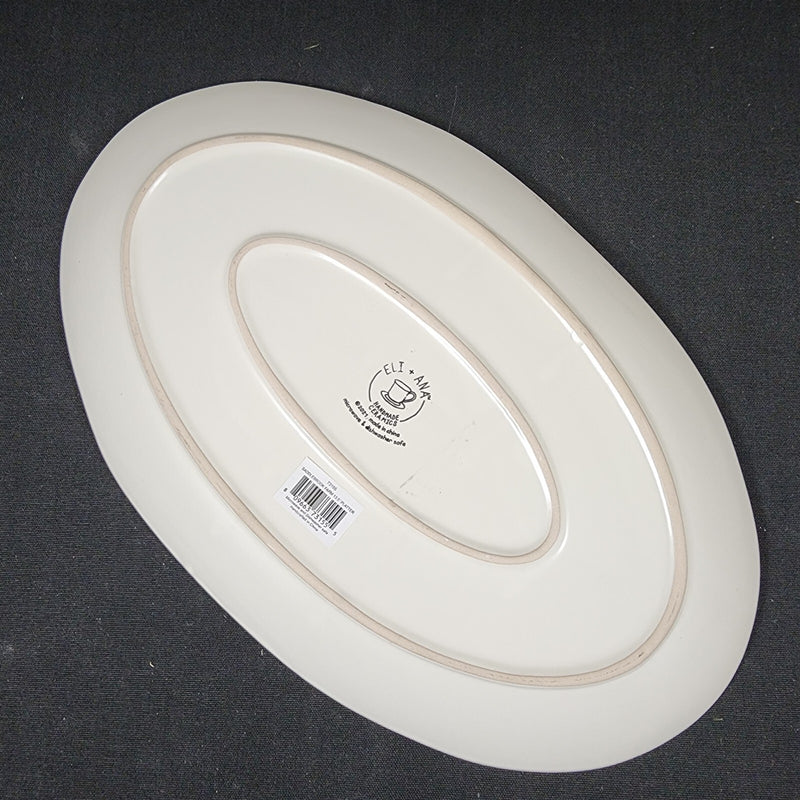 Load image into Gallery viewer, Harvest Autumn Pumpkin Platter Embossed Oval Serving Tray Ceramic Blue Sky 13.5"