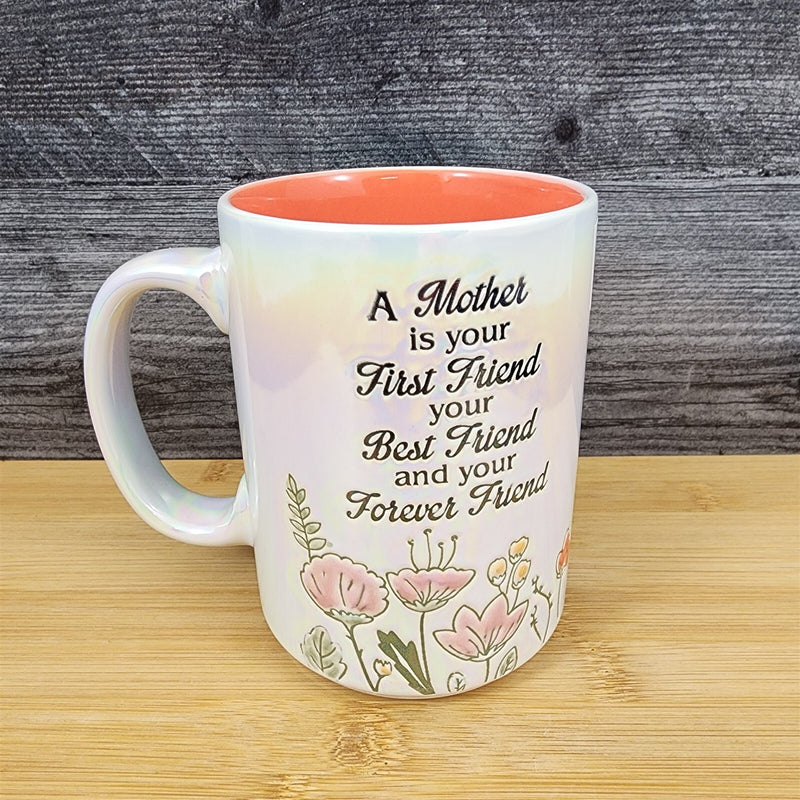 Load image into Gallery viewer, Mom Best Friend Coffee Mug Ceramic Embossed Luster Glaze Tea Cup Mother Blue Sky