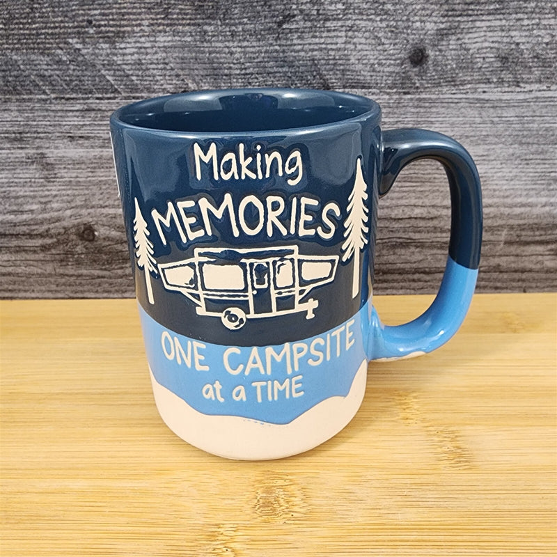 Load image into Gallery viewer, Camping Camper Coffee Mug 18oz (532ml) Embossed Ceramic Tea Cup Blue Sky
