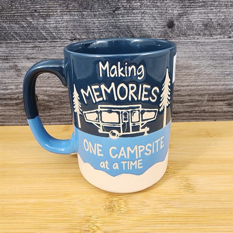 Load image into Gallery viewer, Camping Camper Coffee Mug 18oz (532ml) Embossed Ceramic Tea Cup Blue Sky