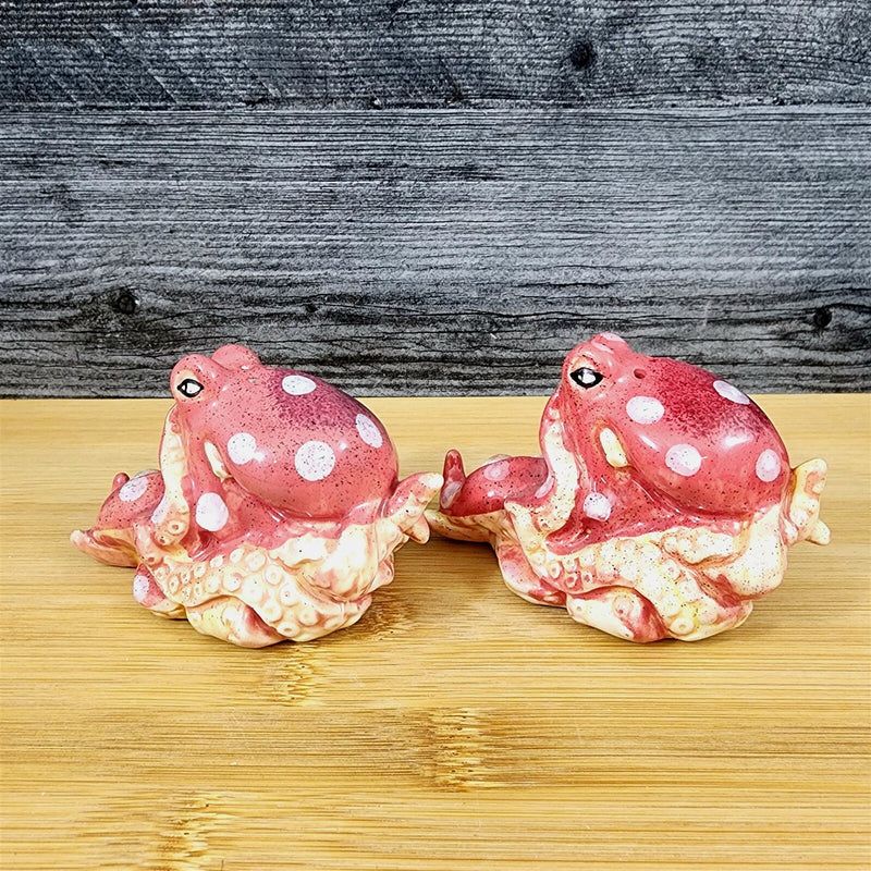 Load image into Gallery viewer, Red Octopus Salt Pepper Set Collectible Ceramic by Blue Sky Clayworks