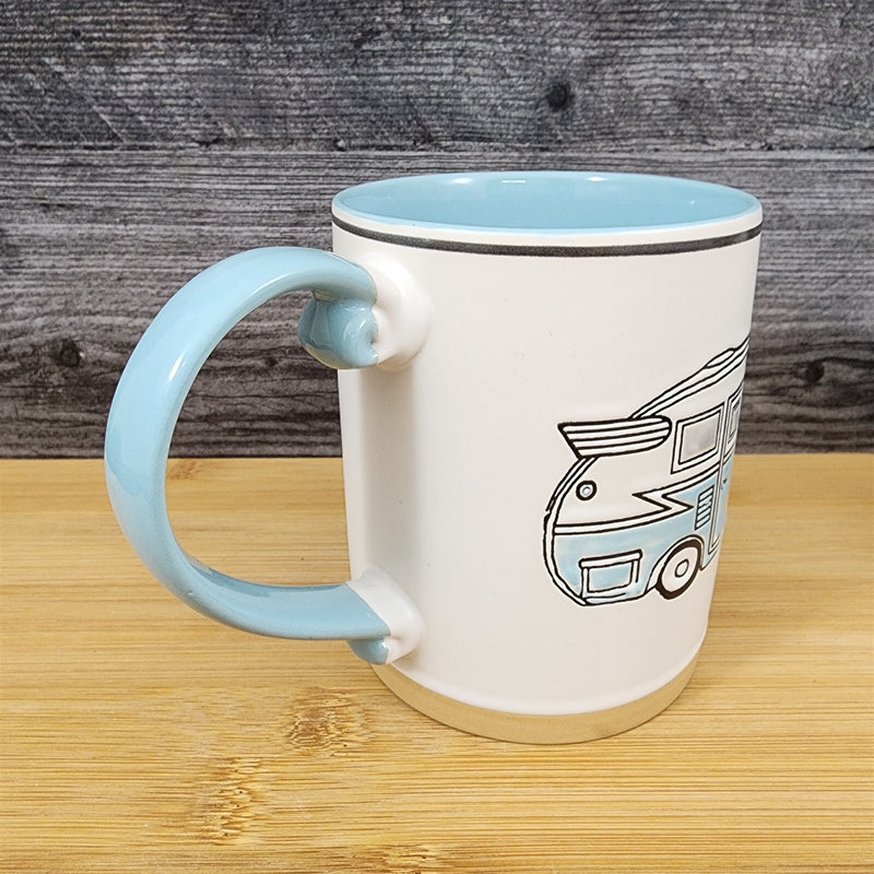 Load image into Gallery viewer, Camper Trailer Vintage RV Coffee Mug by Blue Sky 16 oz Ceramic Embossed Tea Cup