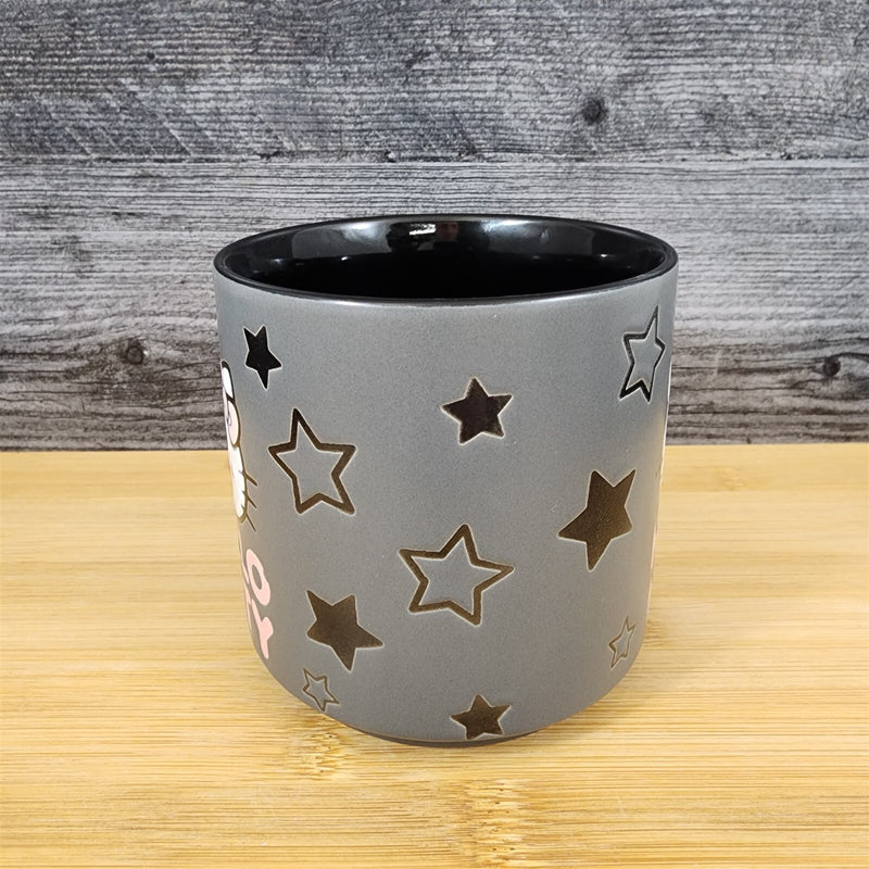 Load image into Gallery viewer, Hello Kitty Coffee Mug Black Stars Embossed by Blue Sky Ceramic Pink & Black Cup