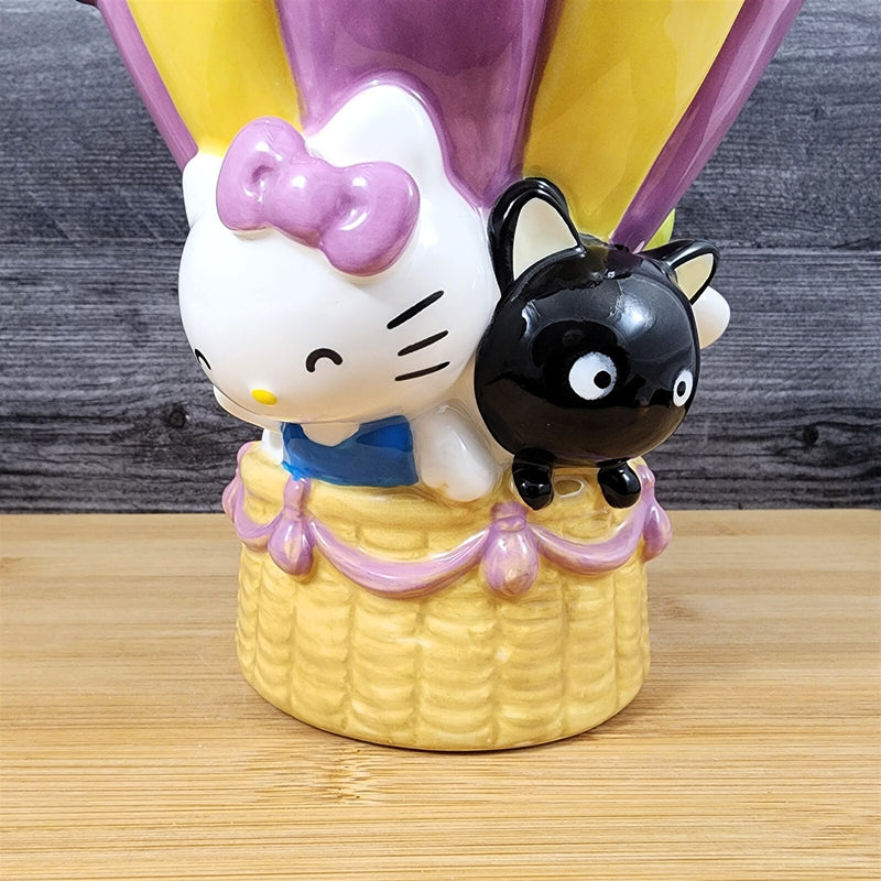 Load image into Gallery viewer, Hello Kitty & Chocolate Hot Air Balloon Cookie Treat Jar Blue Sky Ceramic
