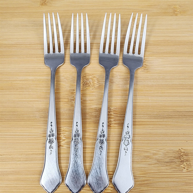 Load image into Gallery viewer, Ashmore Oneida Dinner Fork Set of 4 Stainless Burnished Handle Flatware