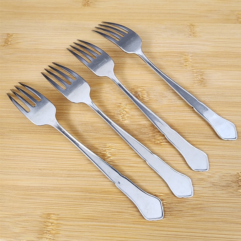 Load image into Gallery viewer, Ashmore Oneida Dinner Fork Set of 4 Stainless Burnished Handle Flatware