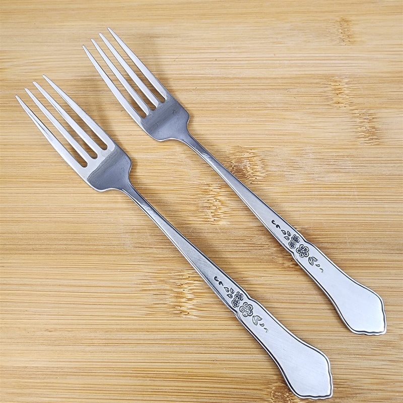 Load image into Gallery viewer, Ashmore Oneida Dinner Fork Set of 2 Stainless Burnished Handle Flatware