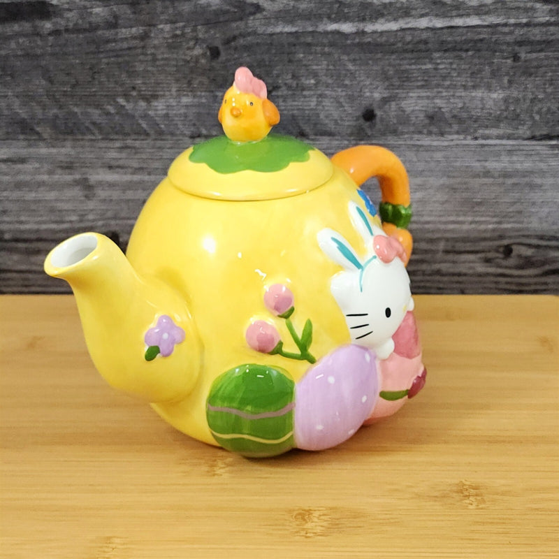 Load image into Gallery viewer, Hello Kitty Easter Egg Teapot Yellow Ceramic by Blue Sky Easter Spring Decor