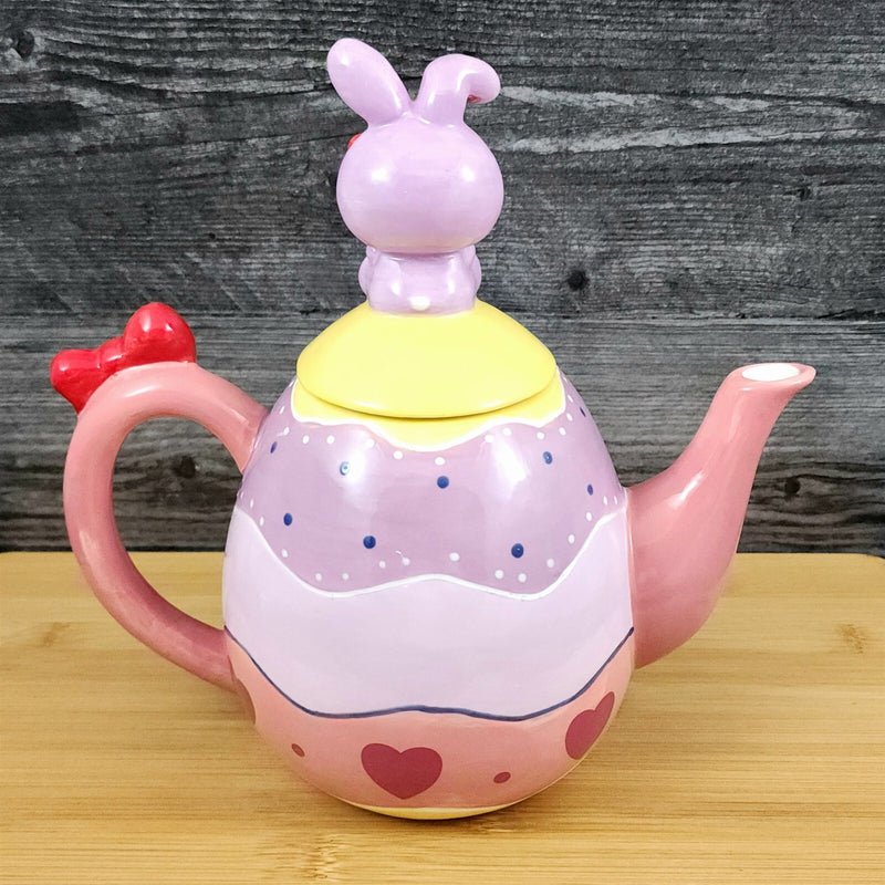 Load image into Gallery viewer, Hello Kitty Easter Bunny Egg Teapot Ceramic by Blue Sky Spring Embossed Decor