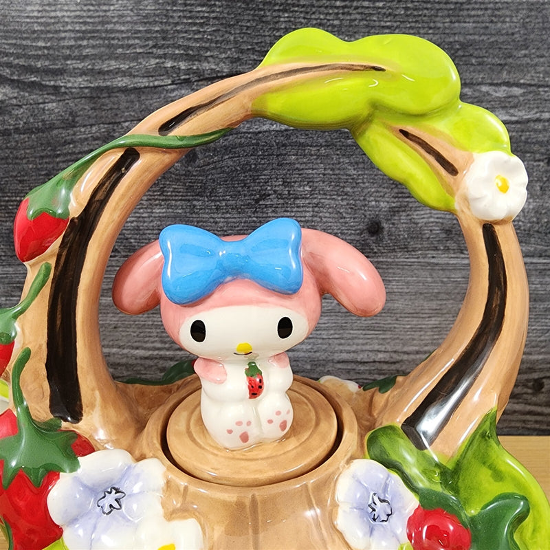 Load image into Gallery viewer, Hello Kitty & My Melody Strawberry Garden Teapot Ceramic Blue Sky Floral Tea Pot