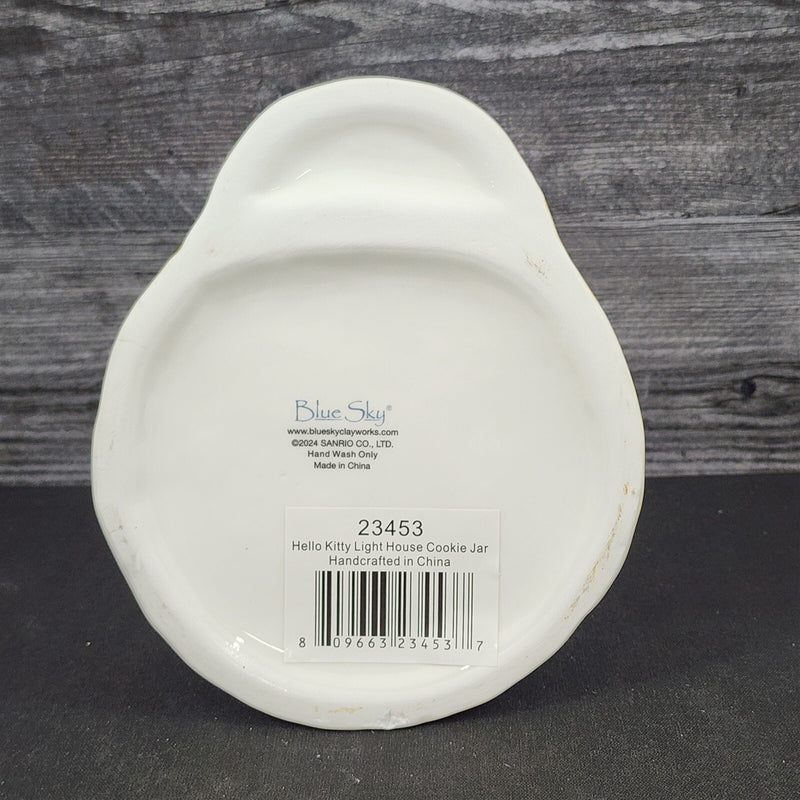 Load image into Gallery viewer, Hello Kitty Light House Cookie Snack Treat Jar Red and White Ceramic Blue Sky