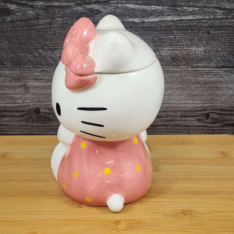 Load image into Gallery viewer, Hello Kitty Retro Typewriter Cookie Snack Jar Classic Ceramic Blue Sky Embossed