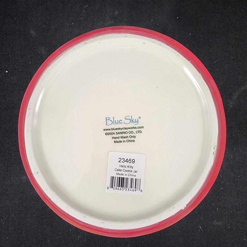 Load image into Gallery viewer, Hello Kitty Birthday Cake Cookie Snack Jar Classic Ceramic Blue Sky Embossed