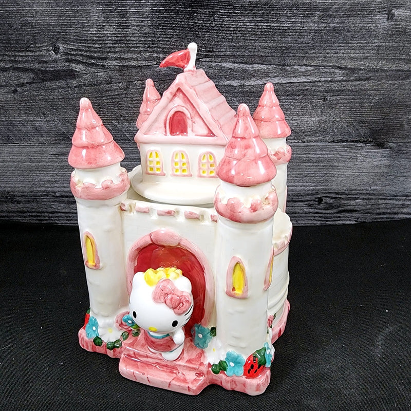 Load image into Gallery viewer, Hello Kitty Princess Castle Cookie Snack Jar Classic Ceramic Blue Sky Embossed