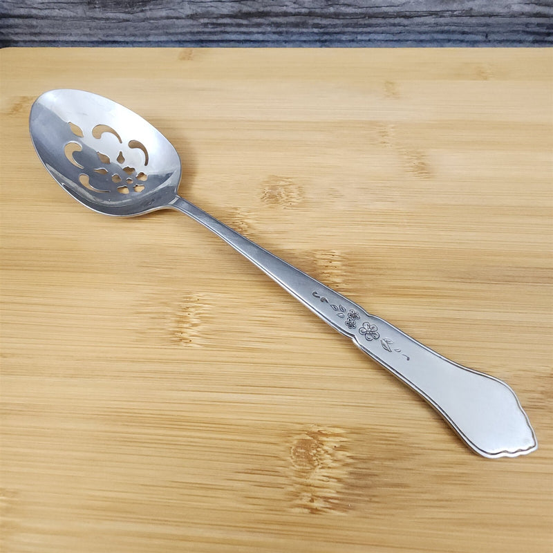 Load image into Gallery viewer, Ashmore Oneida Pierced Tablespoon Serving Spoon Stainless Burnished Flatware