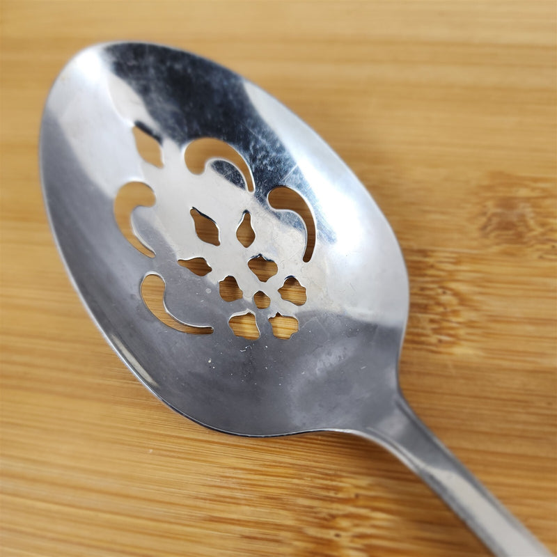 Load image into Gallery viewer, Ashmore Oneida Pierced Tablespoon Serving Spoon Stainless Burnished Flatware