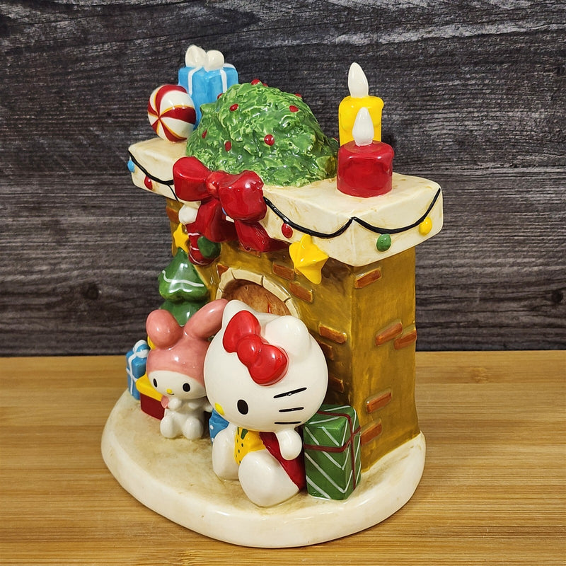 Load image into Gallery viewer, Hello Kitty My Melody Cozy Fireplace Christmas Figurine Ceramic Holiday Blue Sky