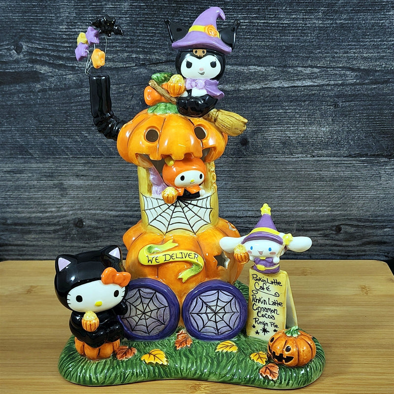 Load image into Gallery viewer, Hello Kitty Pumpkin Cafe Latte Candle Holder Tea Light Lite Ceramic Blue Sky