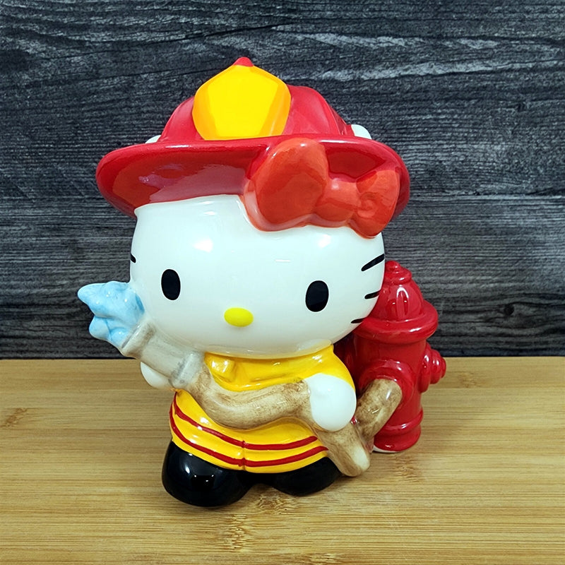 Load image into Gallery viewer, Hello Kitty Brave Professional Firefighter Figurine Ceramic Embossed Blue Sky