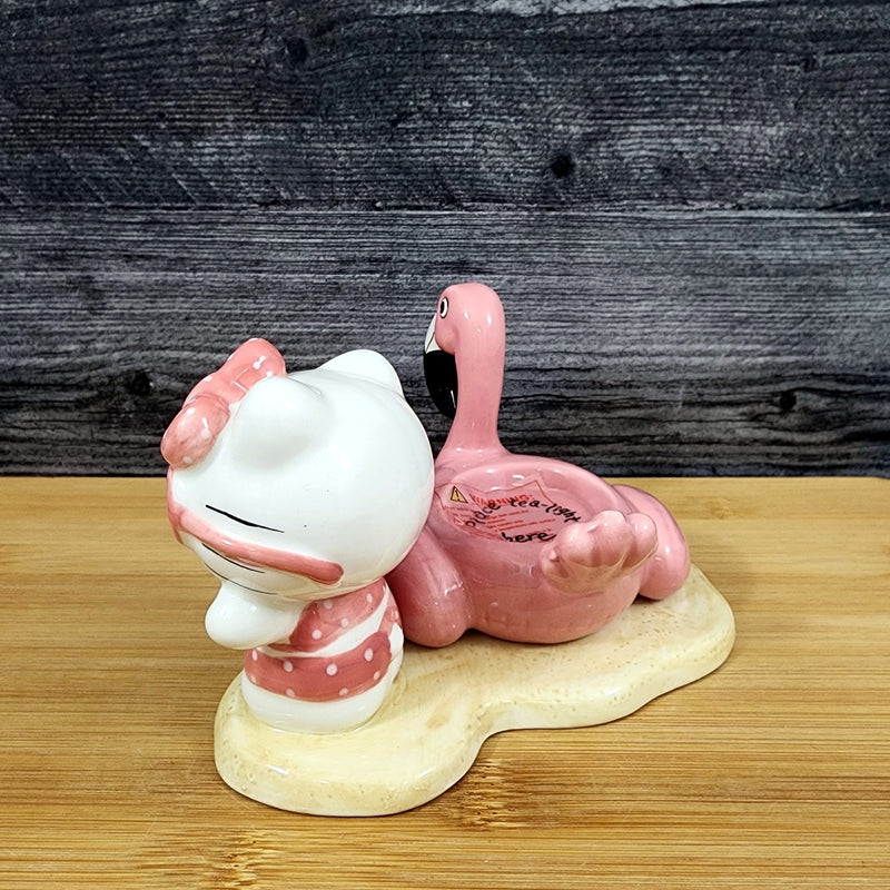 Load image into Gallery viewer, Hello Kitty Pretty Pink Flamingo Candle Holder Tea Light Lite Ceramic Blue Sky