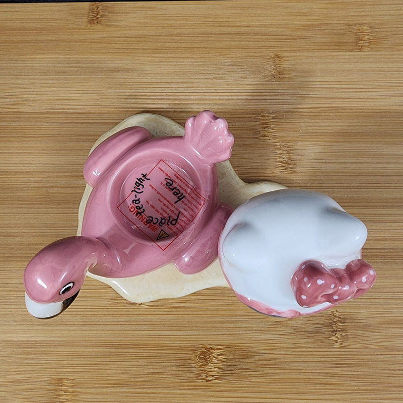 Load image into Gallery viewer, Hello Kitty Pretty Pink Flamingo Candle Holder Tea Light Lite Ceramic Blue Sky
