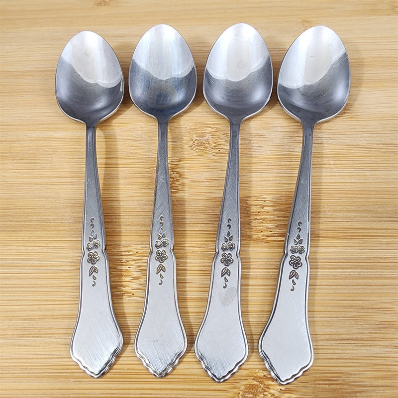 Load image into Gallery viewer, Ashmore Oneida Dinner Teaspoon Set of 4 Stainless Burnished Handle Flatware