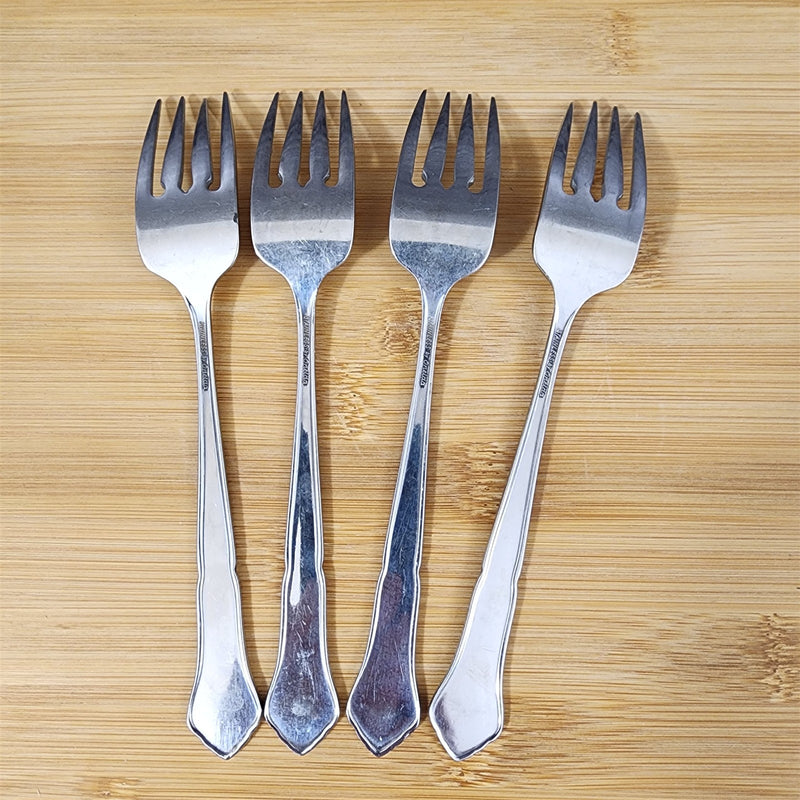 Load image into Gallery viewer, Ashmore Oneida Salad Fork Set of 4 Stainless Burnished Handle Flatware