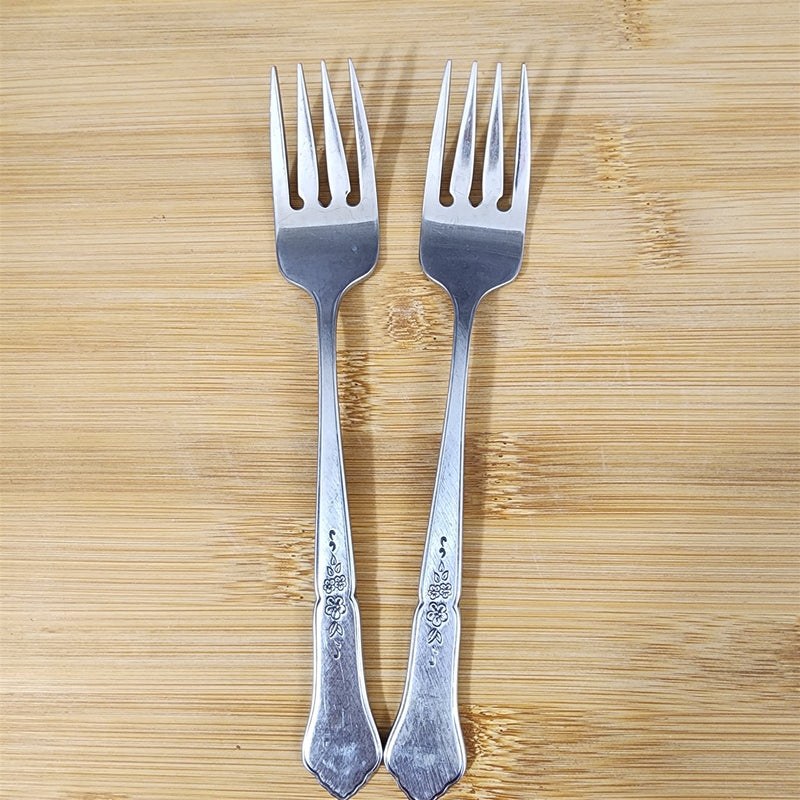 Load image into Gallery viewer, Ashmore Oneida Salad Fork Set of 2 Stainless Burnished Handle Flatware