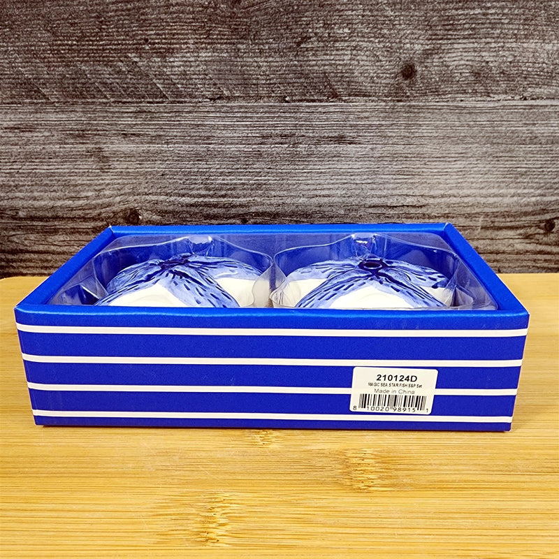 Load image into Gallery viewer, Magic Sea Starfish Salt Pepper Set Collectible Ceramic Blue Sky Clayworks