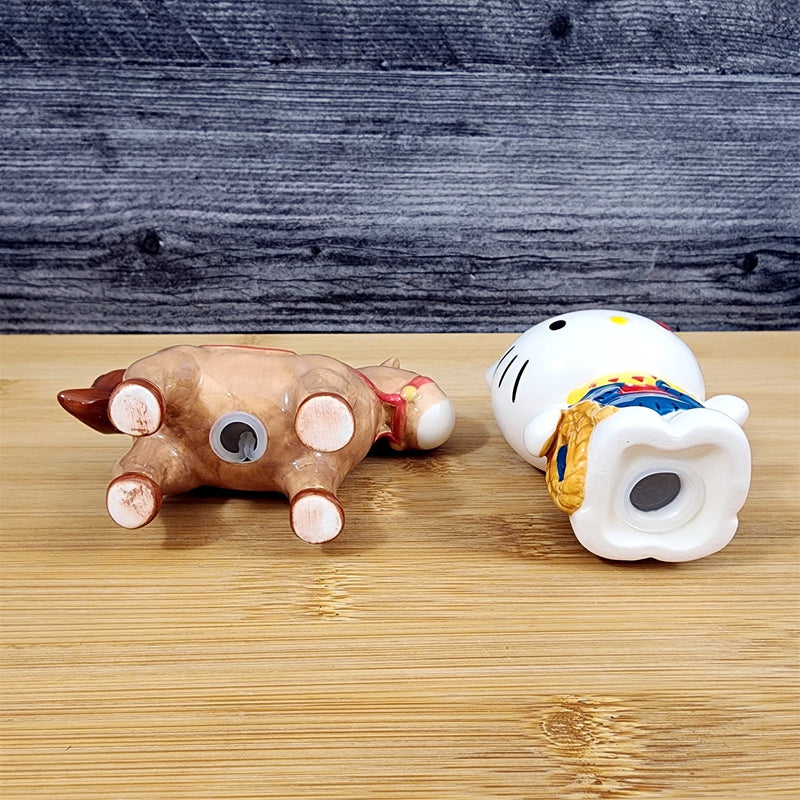 Load image into Gallery viewer, Hello Kitty Cowgirl & Horse Salt Pepper Set Collectible Ceramic by Blue Sky