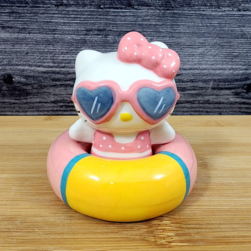 Load image into Gallery viewer, Hello Kitty Swimming & Tube Salt Pepper Set Collectible Ceramic by Blue Sky