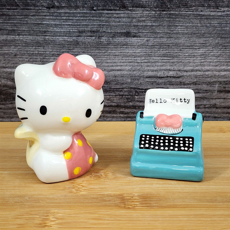Load image into Gallery viewer, Hello Kitty Retro Typewriter Salt Pepper Set Collectible Ceramic by Blue Sky