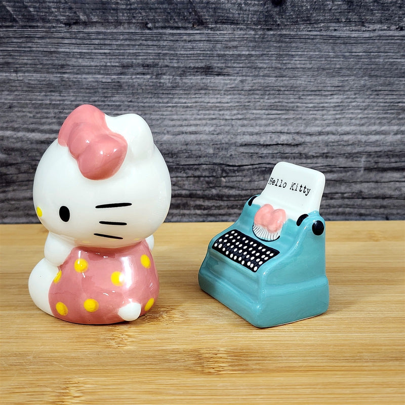 Load image into Gallery viewer, Hello Kitty Retro Typewriter Salt Pepper Set Collectible Ceramic by Blue Sky