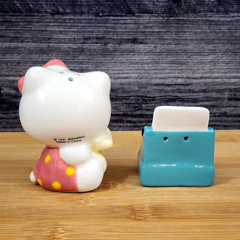 Load image into Gallery viewer, Hello Kitty Retro Typewriter Salt Pepper Set Collectible Ceramic by Blue Sky