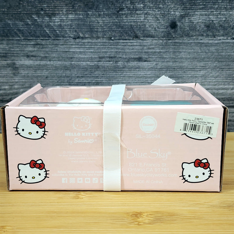 Load image into Gallery viewer, Hello Kitty Retro Typewriter Salt Pepper Set Collectible Ceramic by Blue Sky